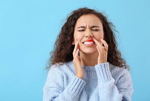 A woman suffering from early-stage gum disease